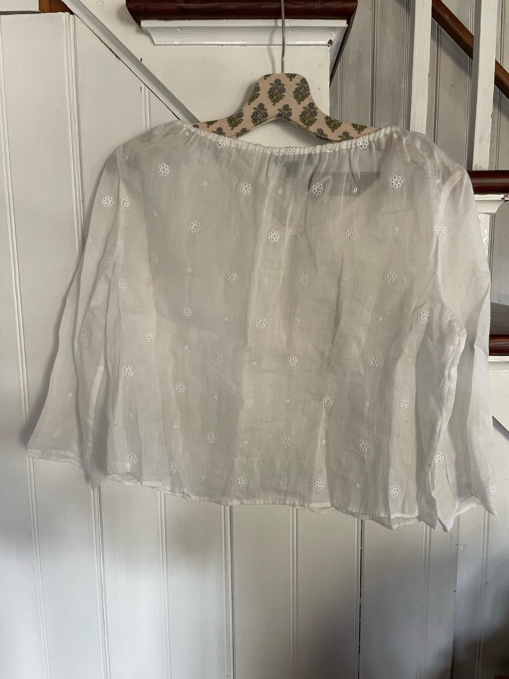 J. Crew White Eyelet Tie-Front Peasant Blouse - Picture 4 of 6